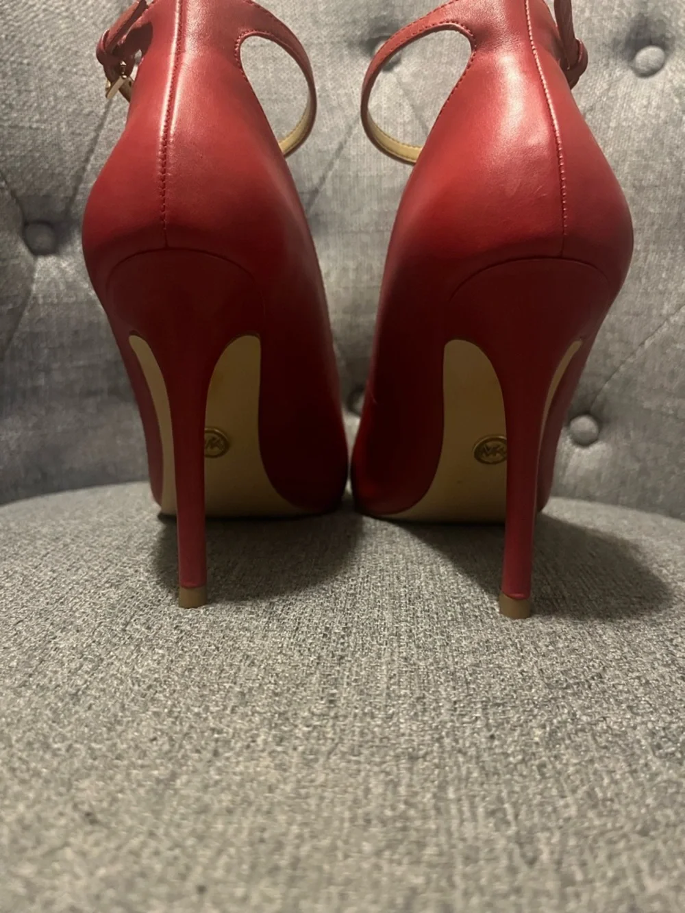 Michael Kors Red Pointed-Toe Ankle-Strap Pumps (Ankle Strap) - Picture 3 of 8